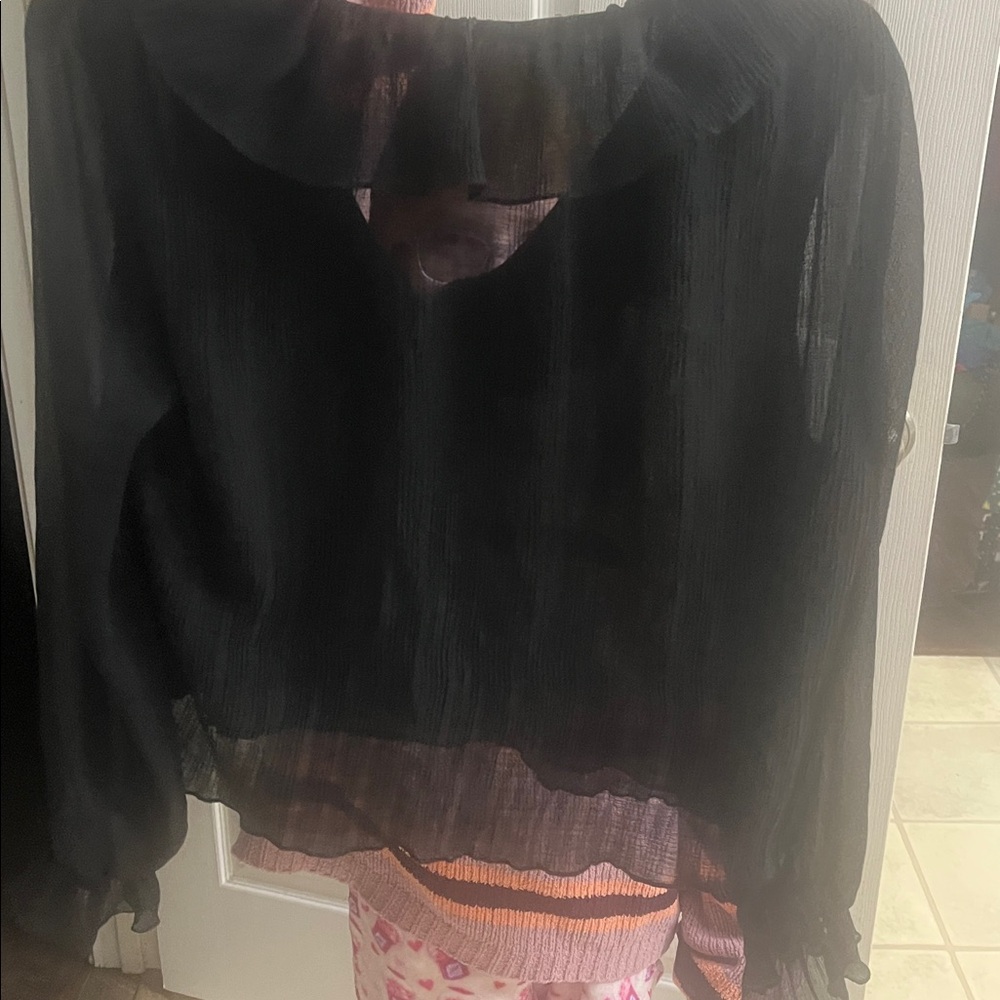 Zara Black Ruffled Blouse - Picture 3 of 3